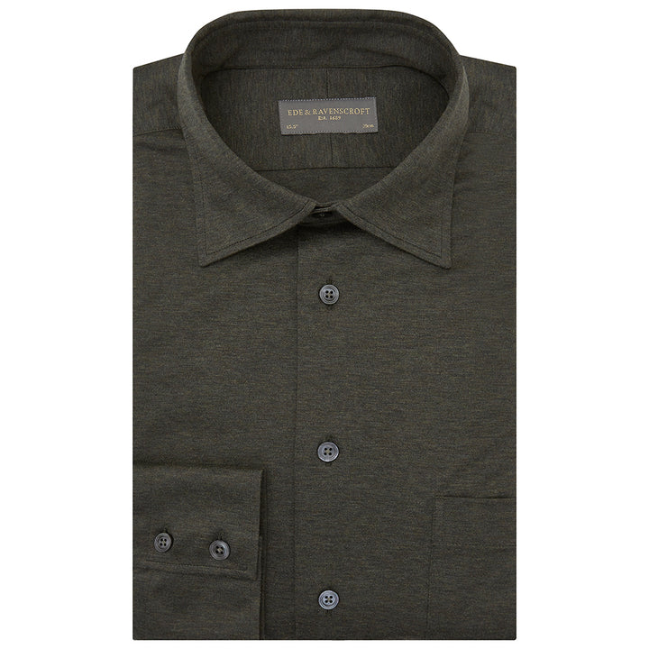 Andre Moss Green Melange Cotton Shirt