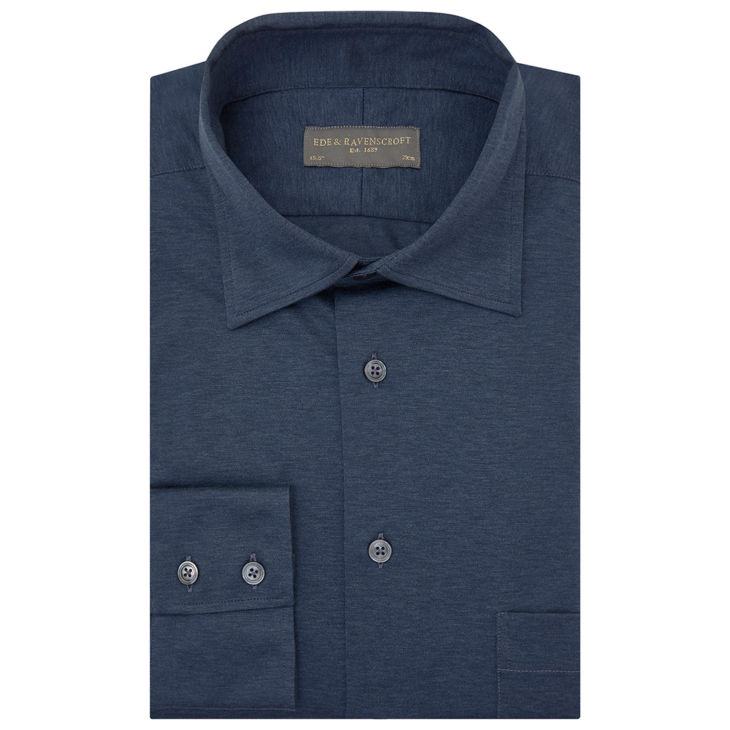 Andre Blue Melange Cotton Shirt