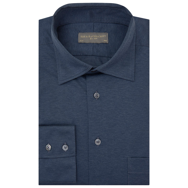 Andre Blue Melange Cotton Shirt