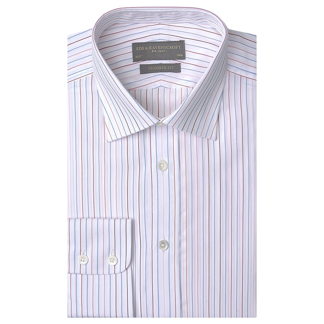 Alex White and Blue Textured Stripe Shirt