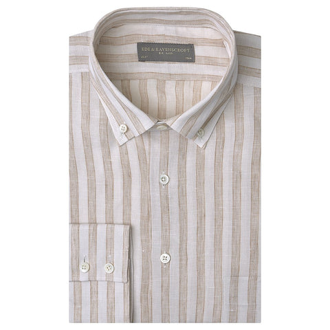 Angelo Ecru and Beige Bold Stripe Shirt