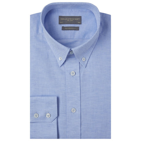 Alvin Pale Blue Cotton and Linen Oxford Shirt