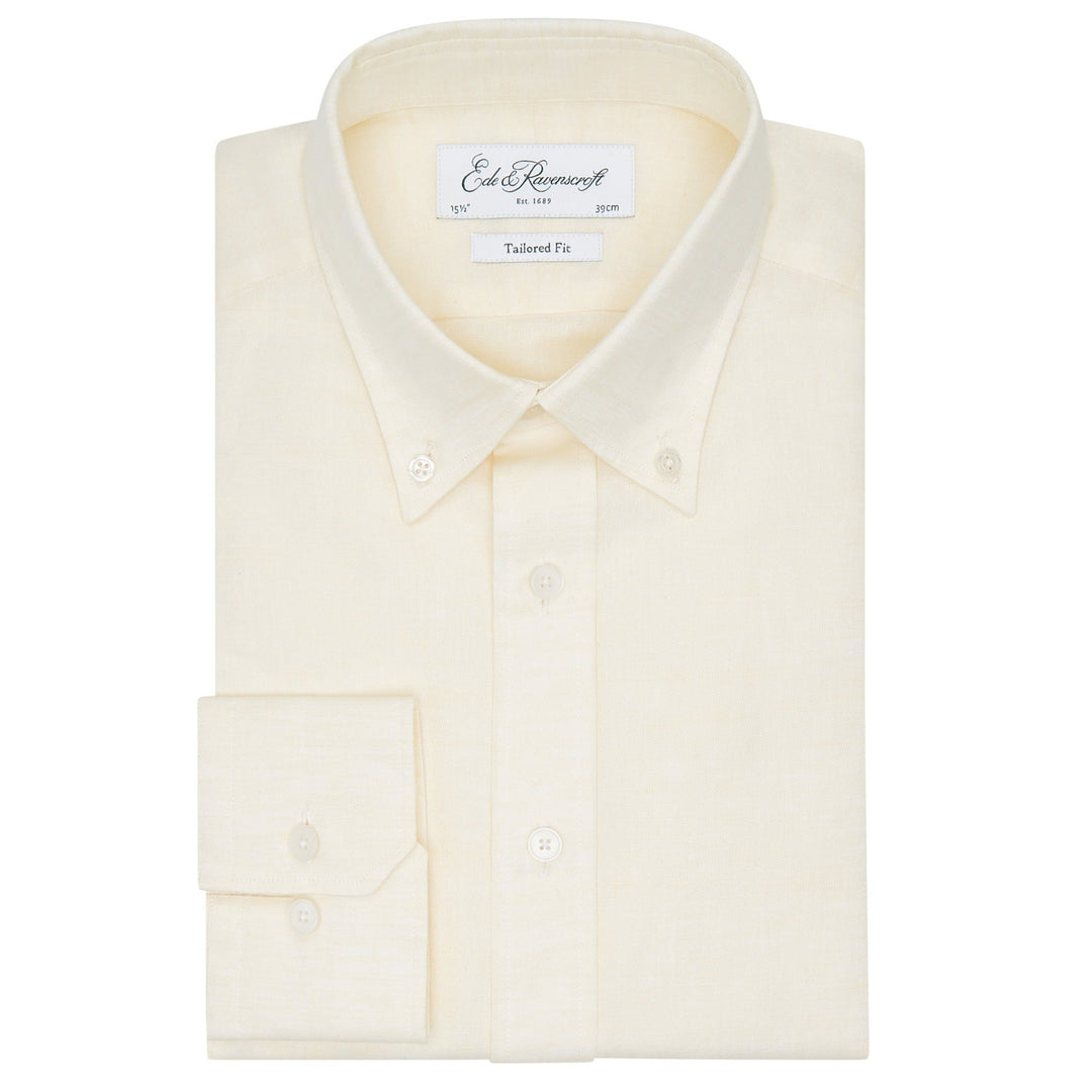 Alvin Pale Yellow Cotton and Linen Shirt
