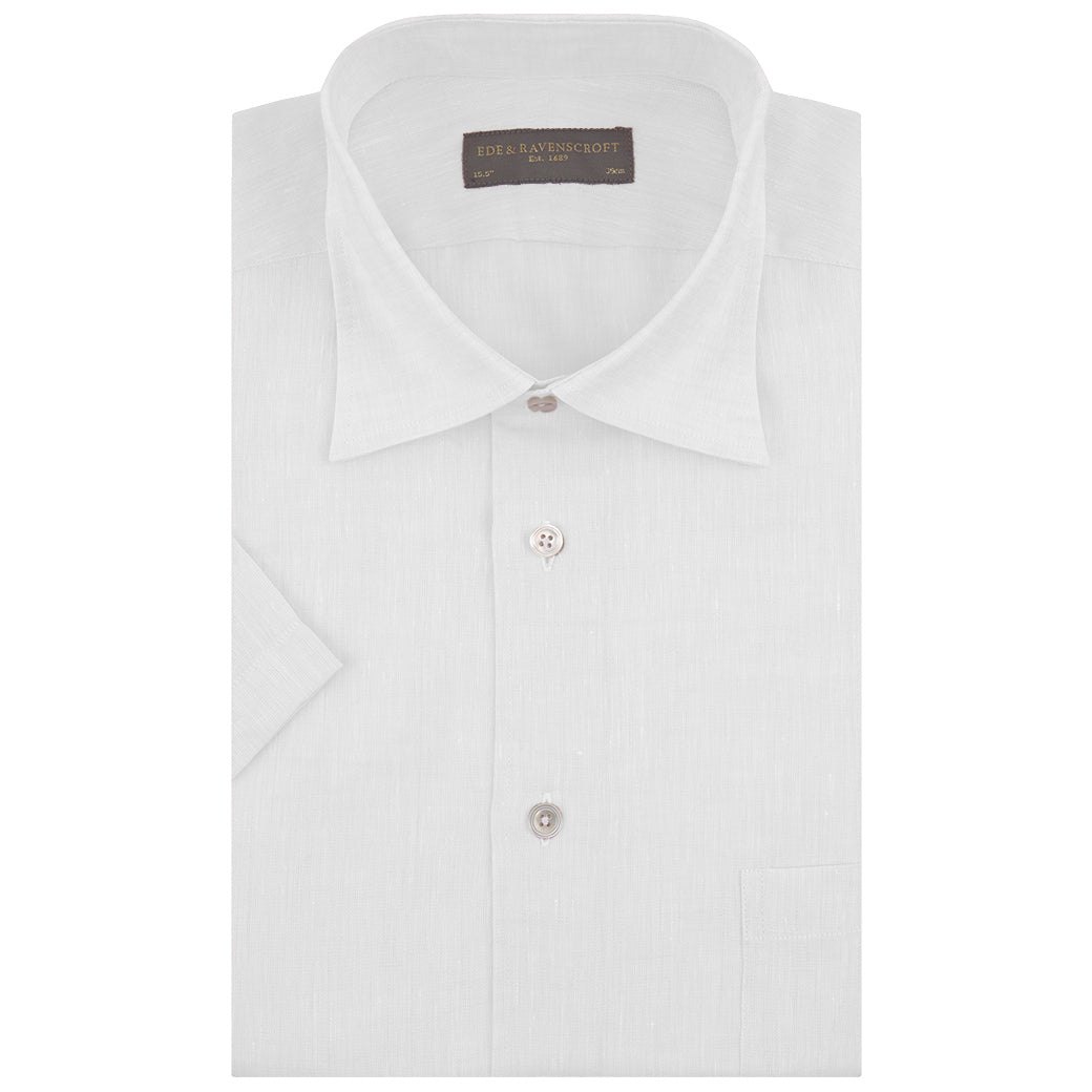 Aubrey White Short Sleeve Linen Shirt