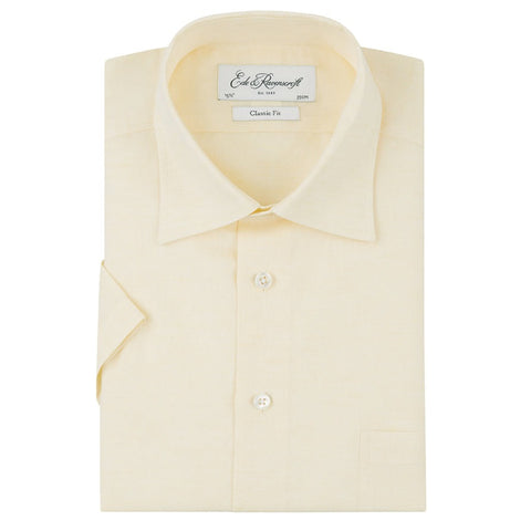 Aubrey Yellow Short Sleeve Linen Shirt