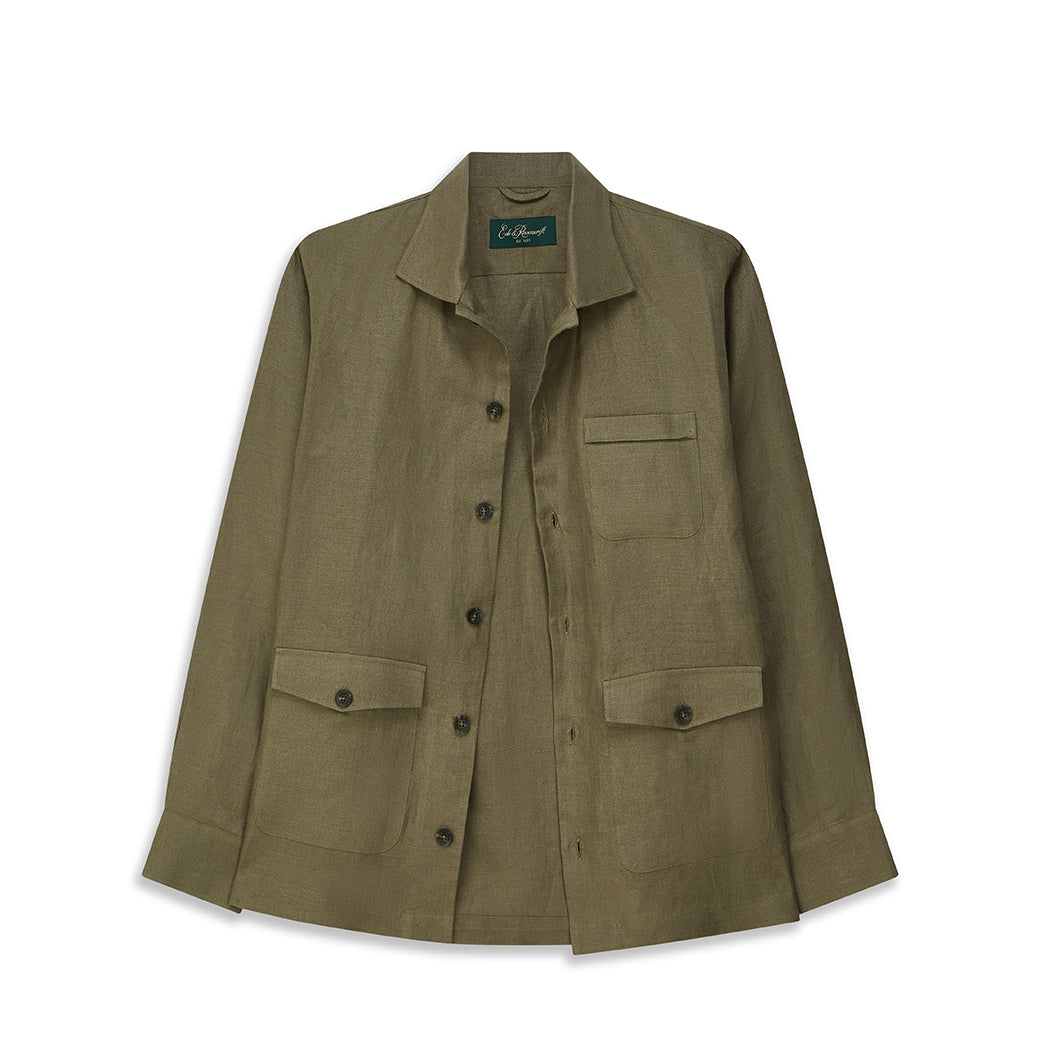 Lynton Khaki Linen Overshirt