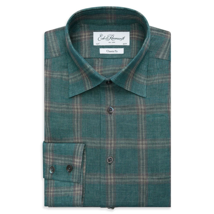 Aragon Teal Check Linen Shirt