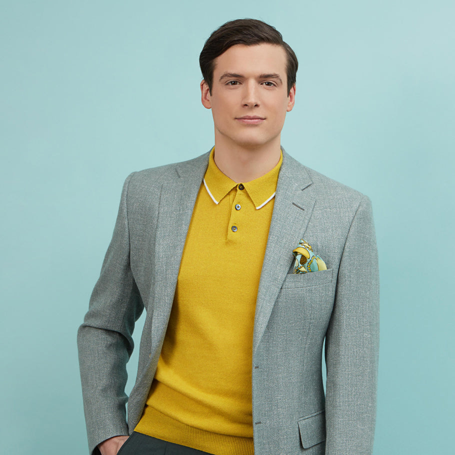 Kirkwell Ochre Long Sleeve Knitted Shirt