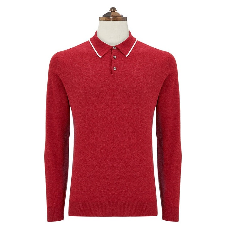Kirkwell Red and White Long Sleeve Knitted Shirt