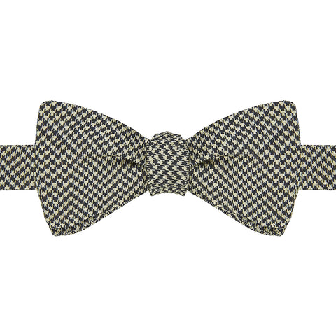 White and Blue Houndstooth Bow Tie