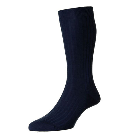 Stockton Navy Ribbed Wool Socks