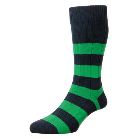 Ely Navy and Green Rugby Socks