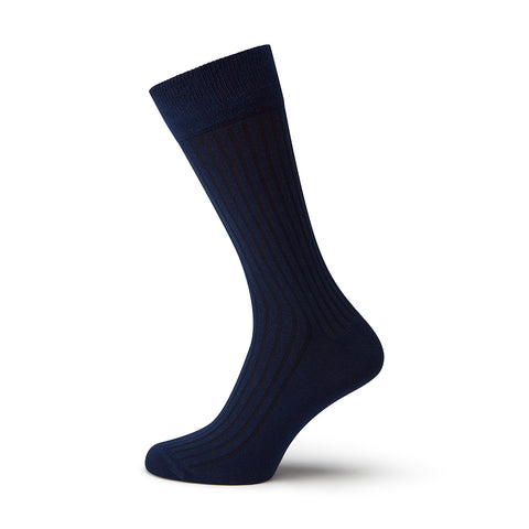 Sontley Navy Ribbed Calf Length Sock