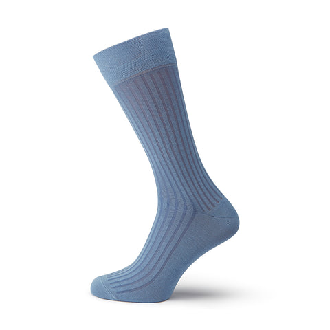 Sontley Pale Blue Ribbed Calf Length Sock