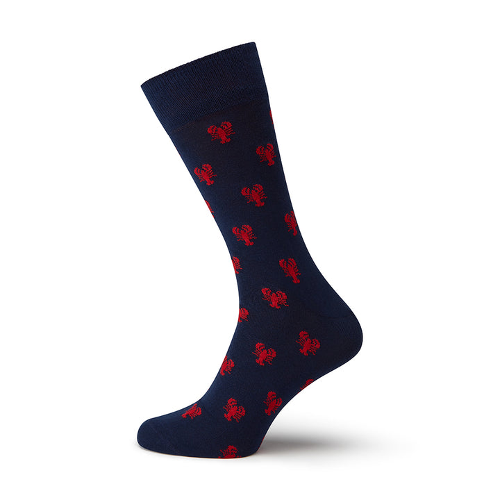 Sutton Navy and Red Lobster Cotton Sock