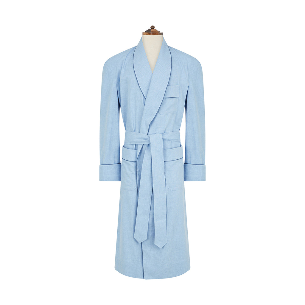 Ede & Ravenscroft | Herringbone Dressing Gown | Blue Ede & Ravenscroft | Herringbone Dressing Gown | Blue