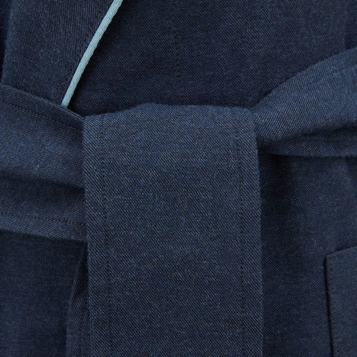 Navy Brushed Twill Dressing Gown