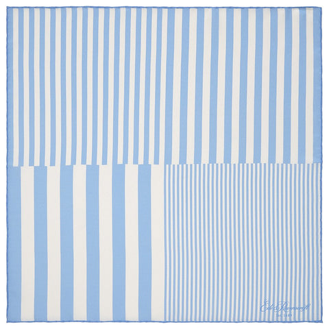 Blue Gradient Stripe Printed Silk Pocket Square