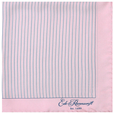 Pink Stripe Printed Silk Pocket Square