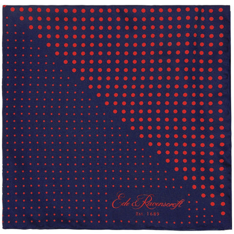 Navy and Red Triangle Spot Print Pocket Square
