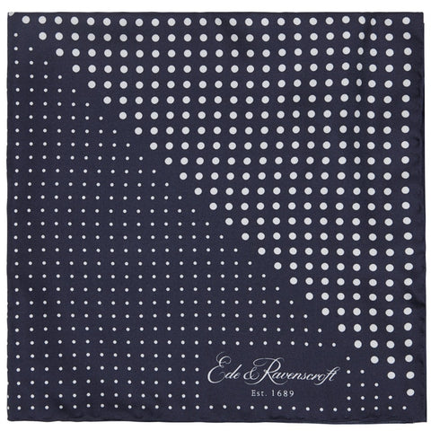 Navy and White Triangle Spot Print Pocket Square