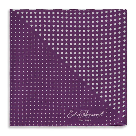 Purple Triangle Spot Printed Silk Pocket Square
