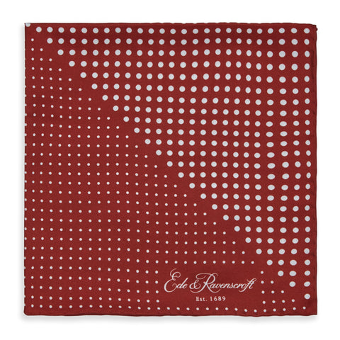Red Triangle Spot Printed Silk Pocket Square