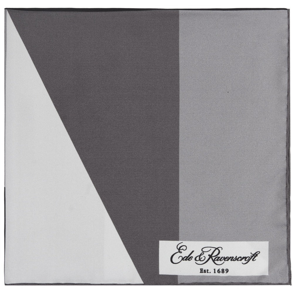 Black and Grey Geometric Print Pocket Square