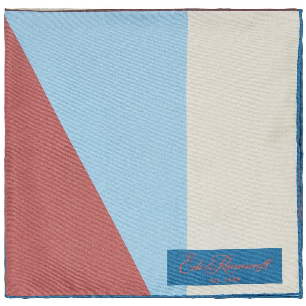 Blue and Pink Geometric Print Pocket Square