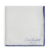 White And Navy Contrast Rolled Hem Linen Pocket Square