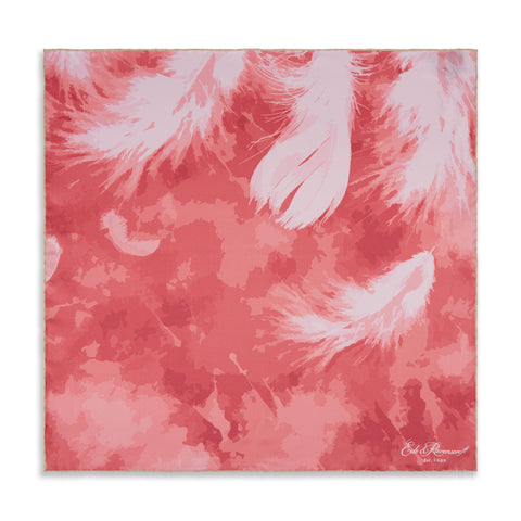 Pink Watercolour Feather Pocket Square