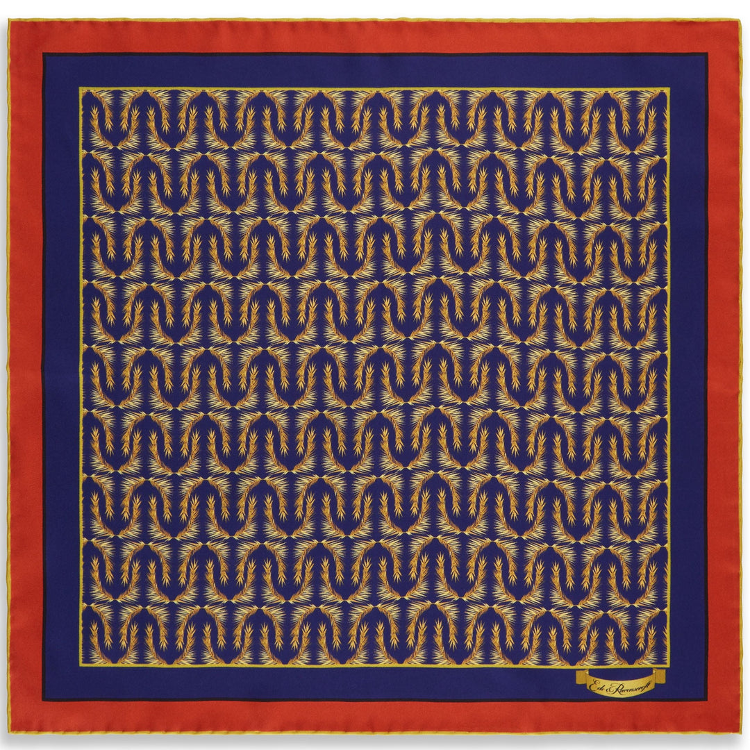 Red and Navy Palace Gate Palm Pocket Square