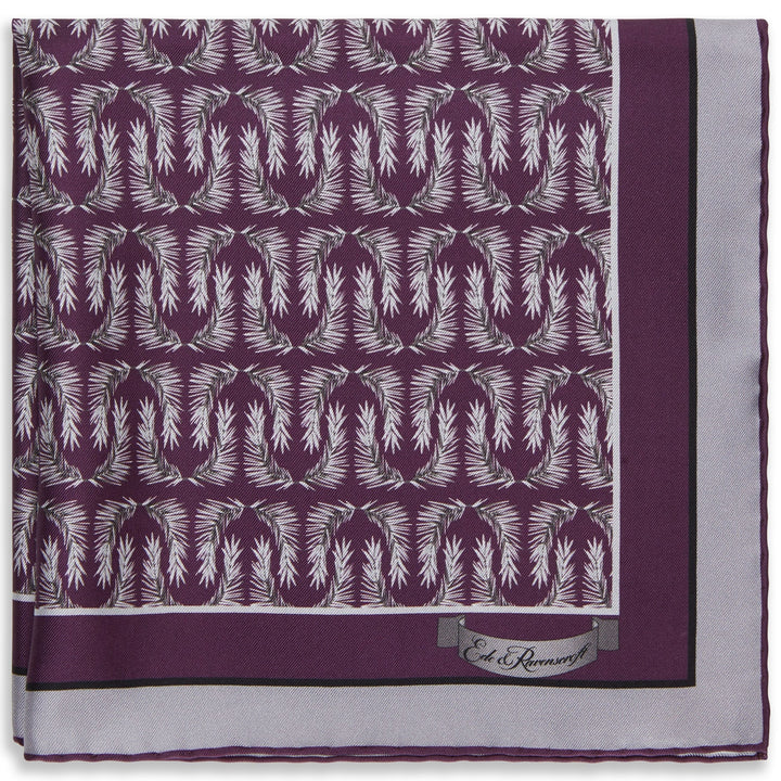 Purple and Silver Palace Gate Palm Pocket Square