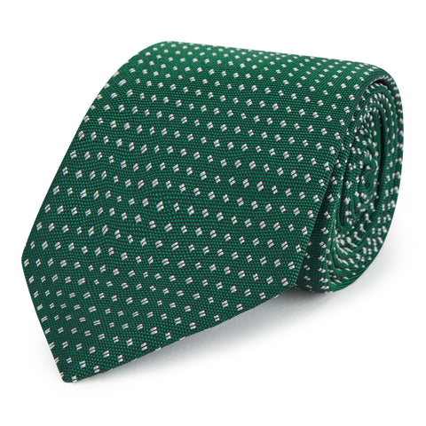 Green Dash Hopsack Woven Silk Tie