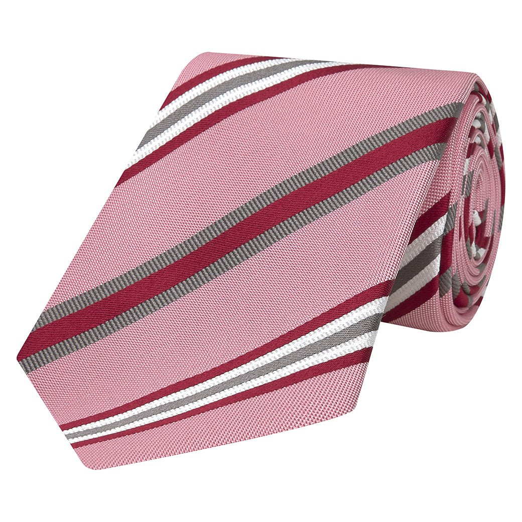 Pink Repe Hopsack Stripe Woven Tie