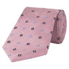 Pink and Navy Abstract Flower Square Jacquard Woven Silk Tie