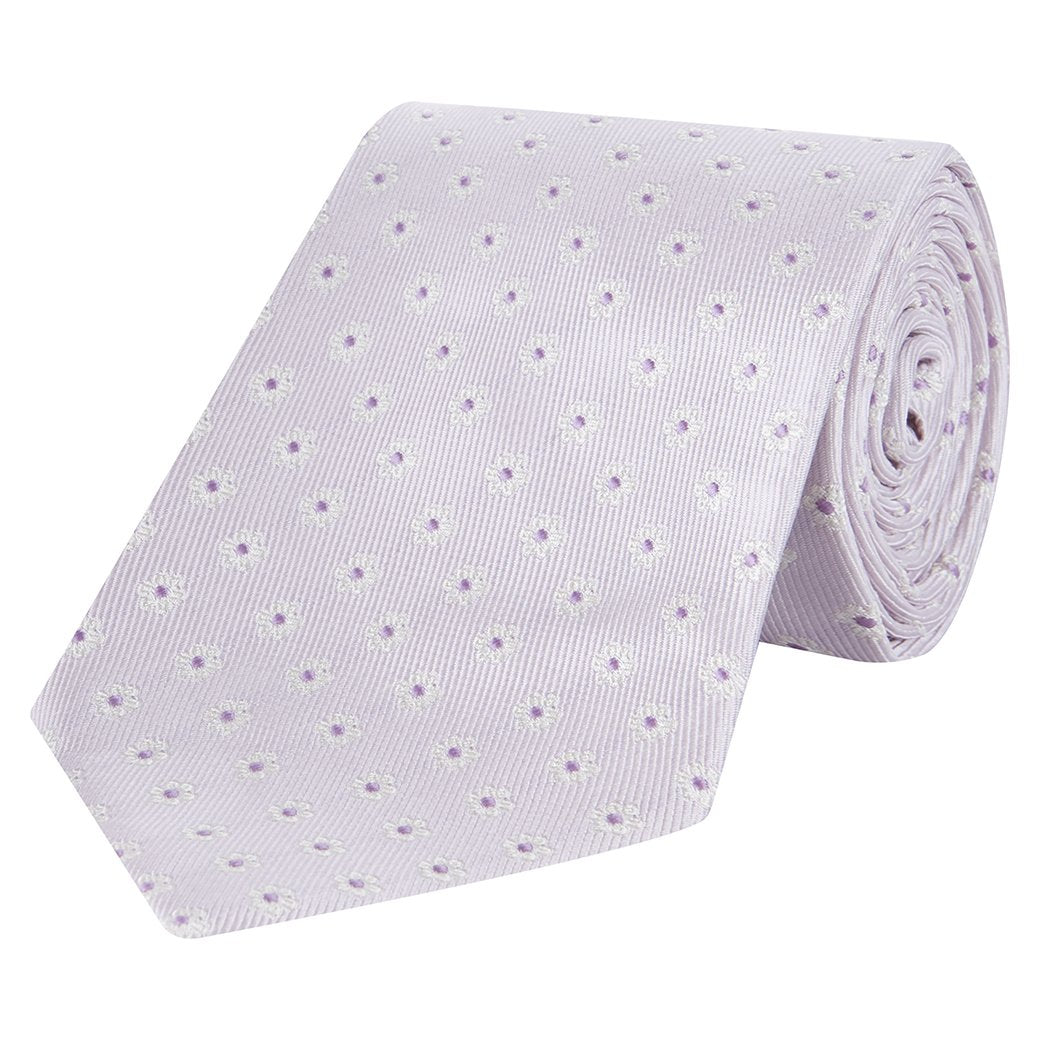 Purple Daisy Twill Woven Silk Tie