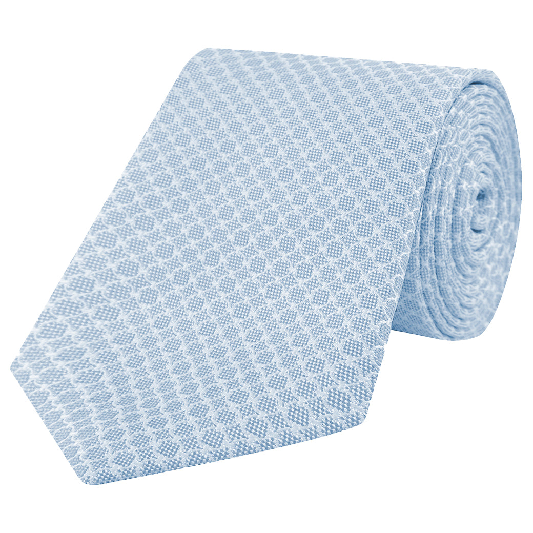 Blue Circle Grid Woven Silk Tie