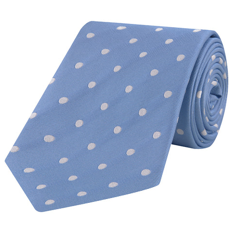 Blue Spot Twill Woven Silk Tie