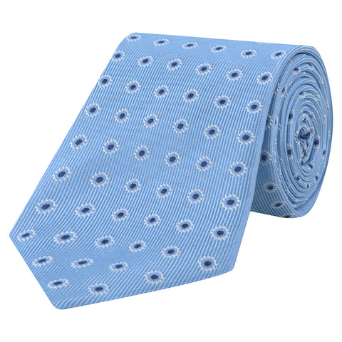 Blue Flower Twill Woven Silk Tie