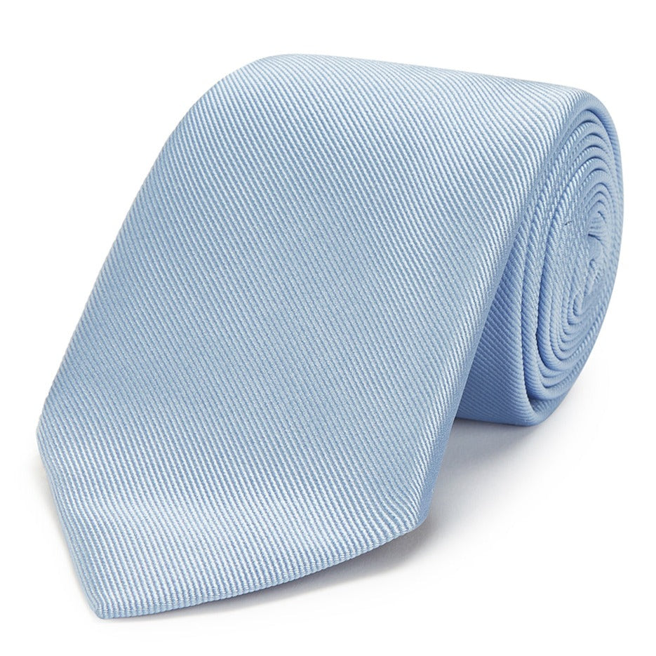 Pale Blue Heavy Twill Woven Silk Tie