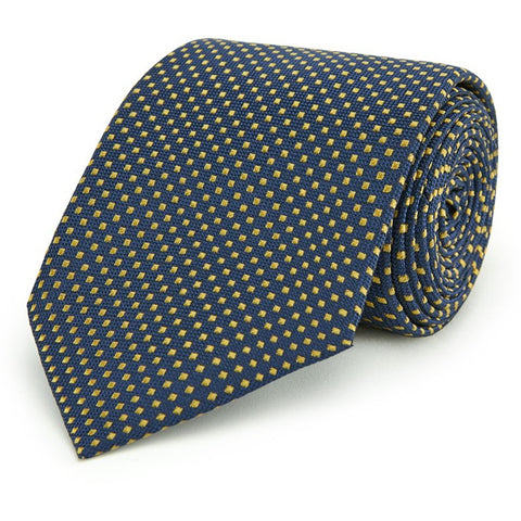 Navy and Yellow Micro Spot Woven Silk Tie