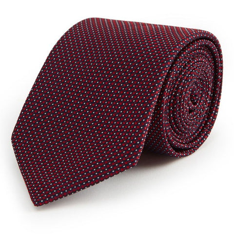 Red and Navy Micro Woven Silk Tie