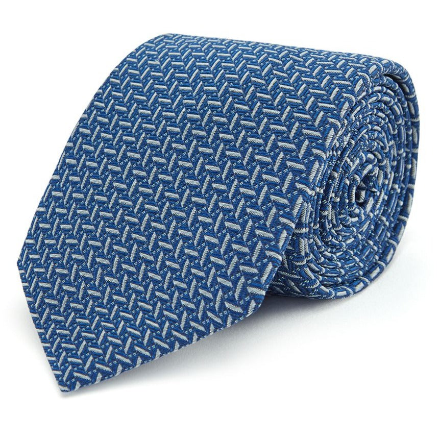 Blue Grid Woven Silk Tie