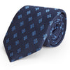 Navy and Blue Flower Hopsack Woven Silk Tie