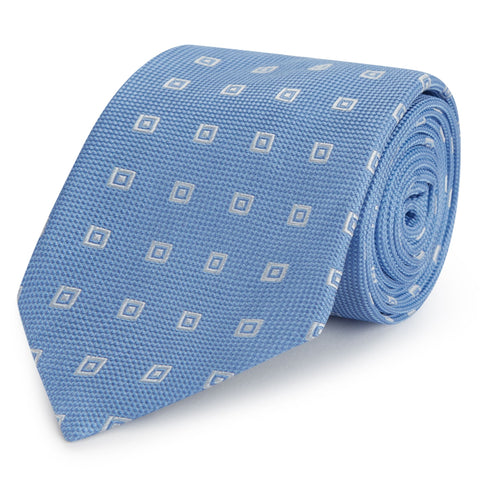 Blue Diamond Hopsack Woven Silk Tie