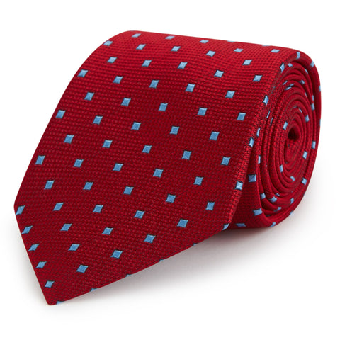 Red and Blue Micro Geometric Tie