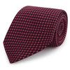 Navy and Red Grid Woven Silk Tie