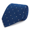 Blue and White Textured Spot Woven Silk Tie