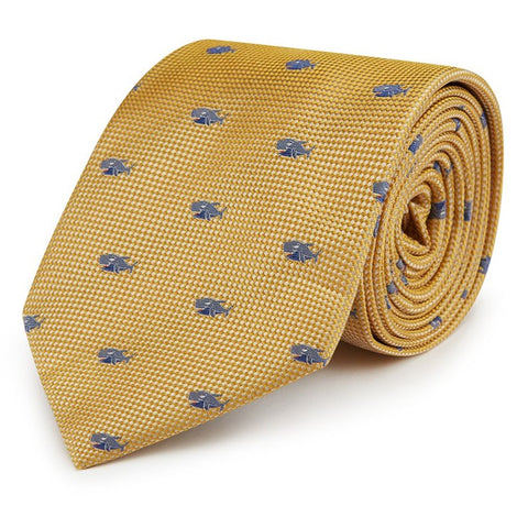 Yellow and Blue Shark Woven Silk Tie